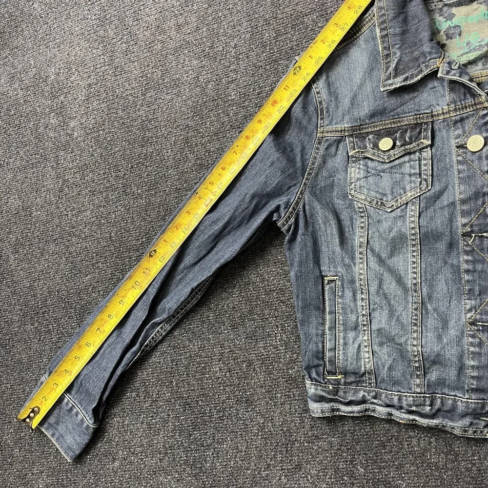 Y2K Aeropostale Cropped Denim Jacket Womens Large Button Front Collared Spring - Picture 7 of 8